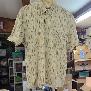 Campia Large Men's Beige Palm Tree Short Sleeve Shirt
